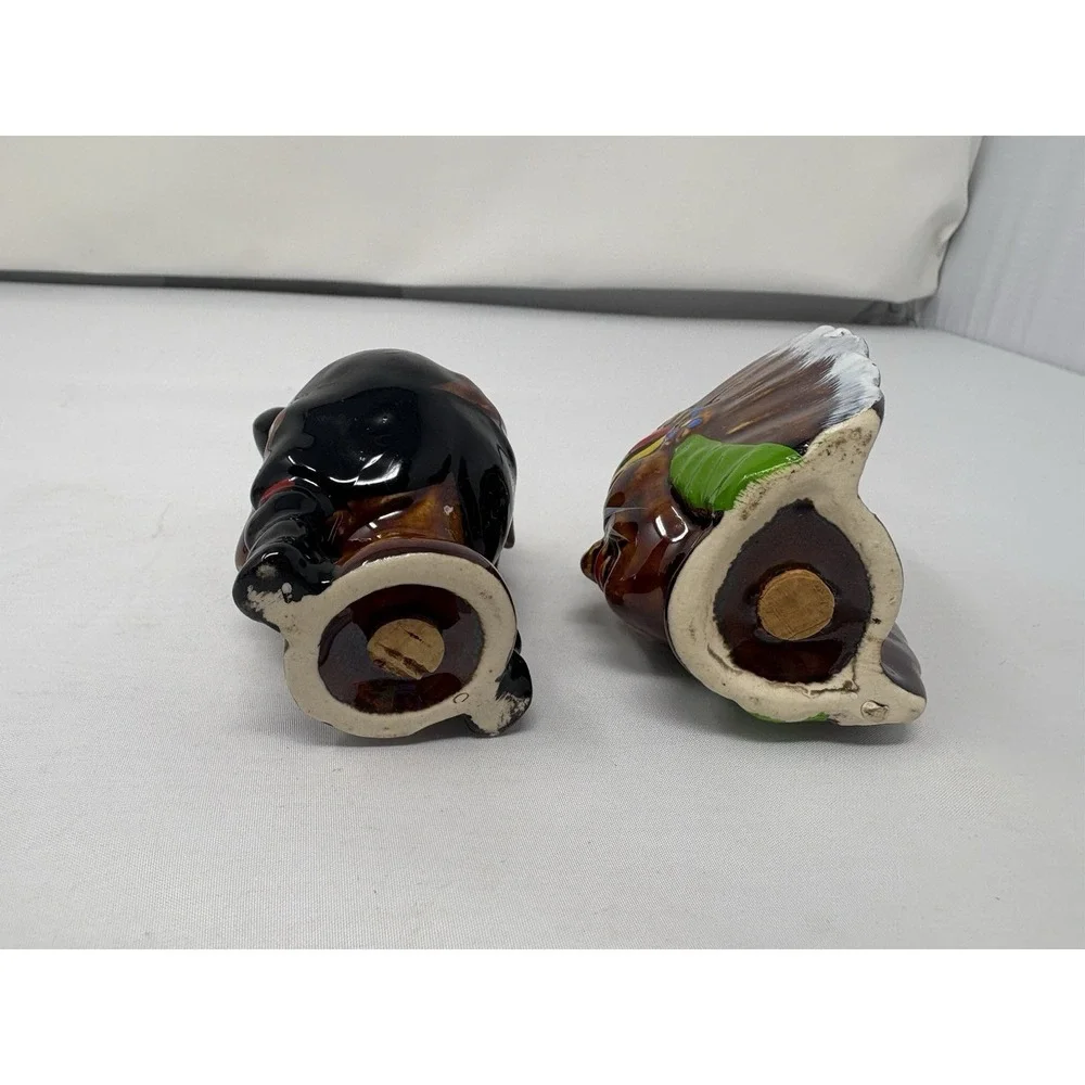 Vintage Walls Ceramic Japan Hand Painted Native American Colorful Salt & Pepper